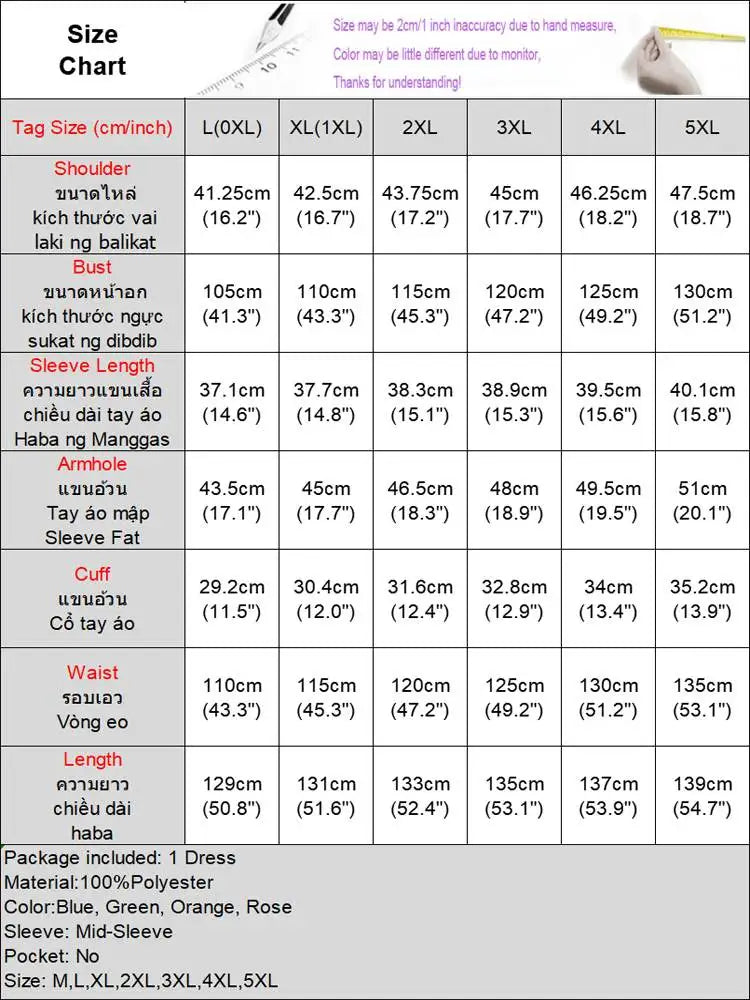 Plus Size Long V-Neck Printed Puff Sleeve Dress