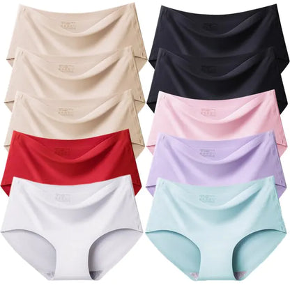 Women's Seamless Plus Size Satin Panties Set