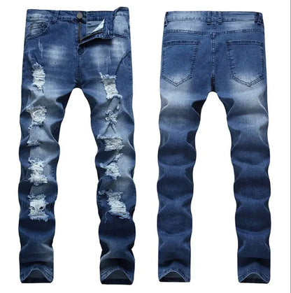 Blue Washed Men's Ripped Jeans