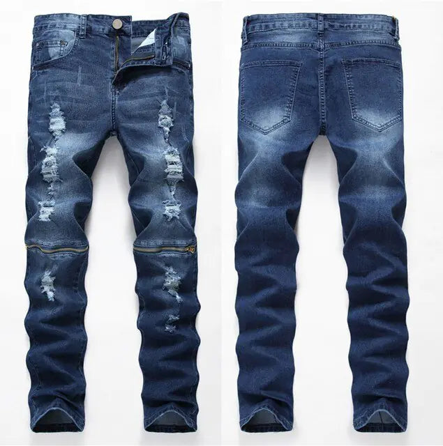 Blue Washed Men's Ripped Jeans