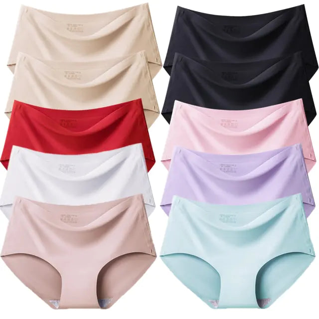 Women's Seamless Plus Size Satin Panties Set