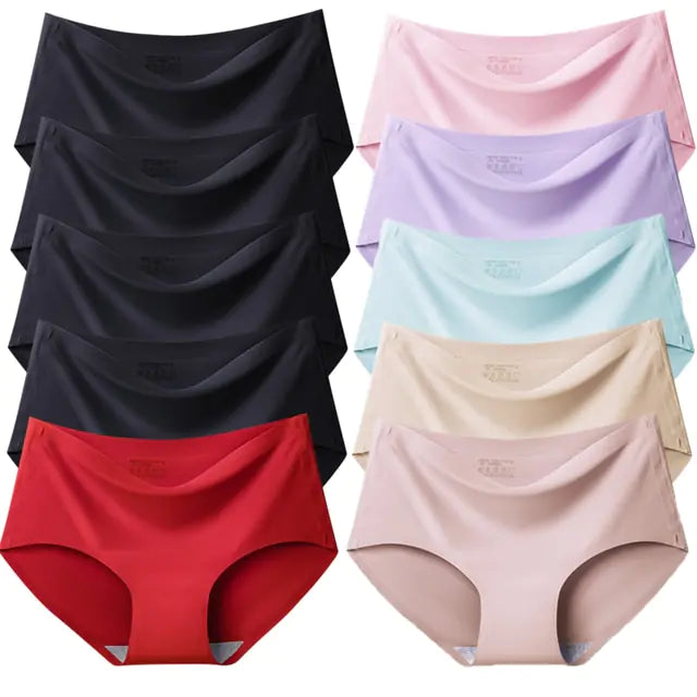 Women's Seamless Plus Size Satin Panties Set