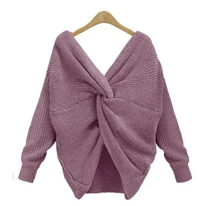 Plus Size Knitted V-Neck Sweater