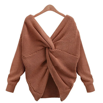 Plus Size Knitted V-Neck Sweater