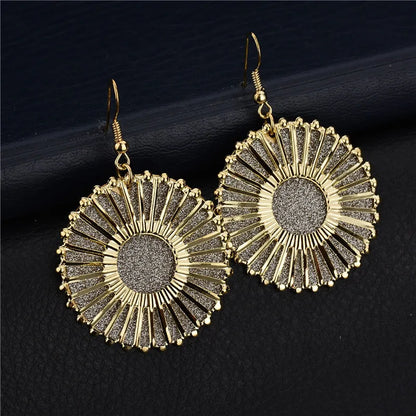 Gold Color Hanging Penitentes Flower/Leaf Earings