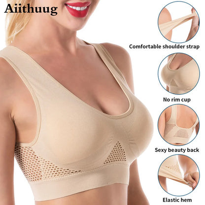 Plus Size Breathable Mesh Padded Bra