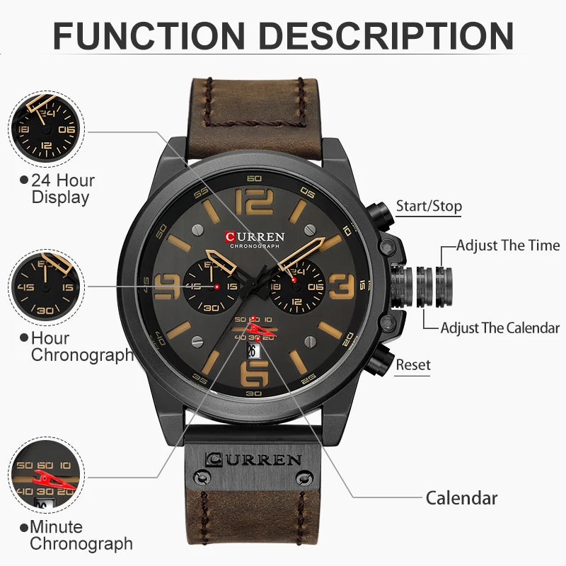 Luxury Waterproof Genuine Leather Wristwatch