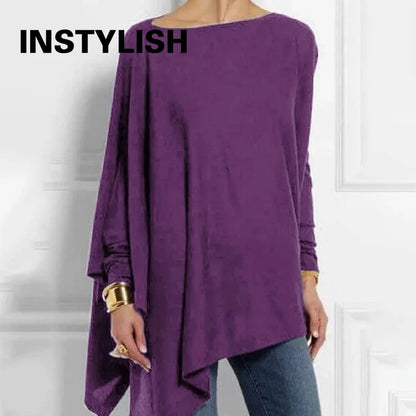 Plus Size Casual Blouses O Neck Long Sleeve Top