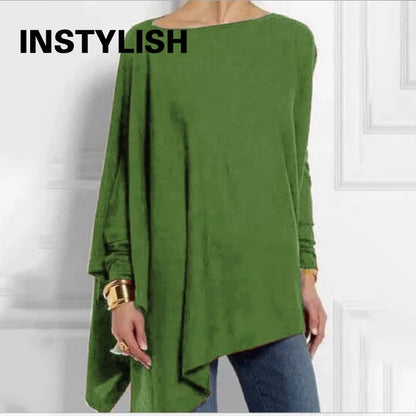 Plus Size Casual Blouses O Neck Long Sleeve Top