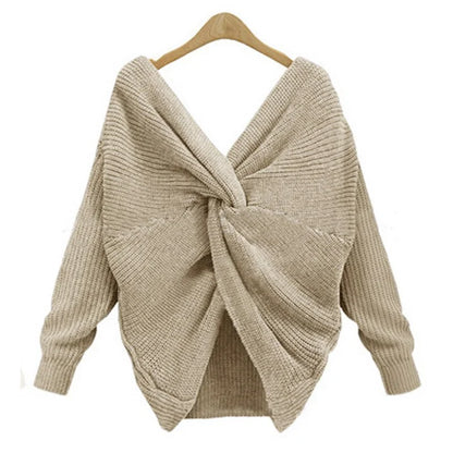 Plus Size Knitted V-Neck Sweater