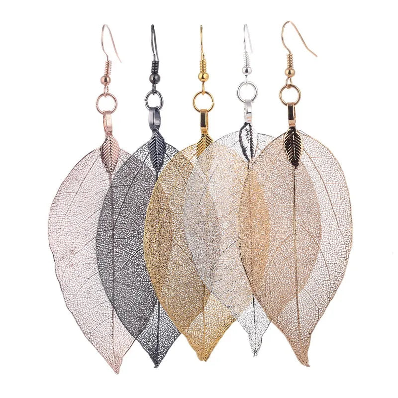 Filigree Dipped Unique Natural Real Leaf Earings