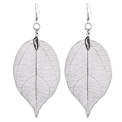 Filigree Dipped Unique Natural Real Leaf Earings