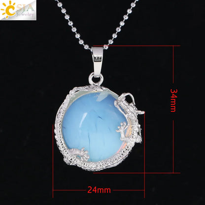 Dragon Pendants Necklace Natural Stone