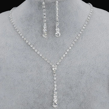 Crystal Necklace Earrings Set Bridal Bridesmaid Wedding