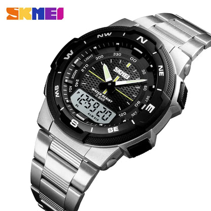 Sport Watches Stainless Steel Strap Mens Watches Stopwatch Chronograph Waterproof