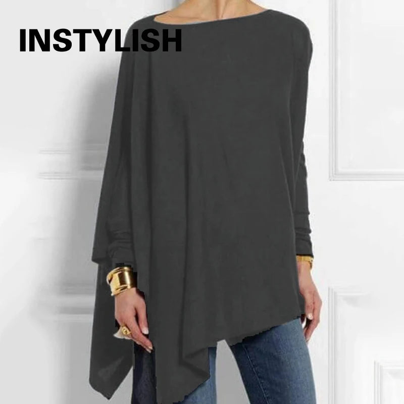 Plus Size Casual Blouses O Neck Long Sleeve Top