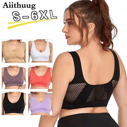 Plus Size Breathable Mesh Padded Bra