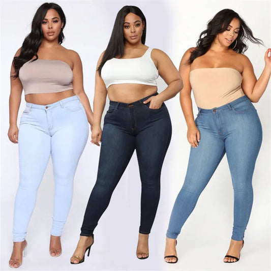 Plus size high waist skinny denim jeans