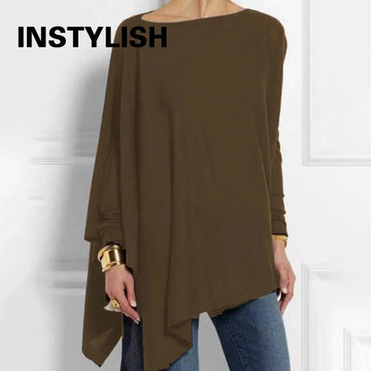 Plus Size Casual Blouses O Neck Long Sleeve Top