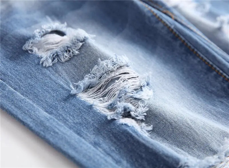 Blue Washed Men's Ripped Jeans