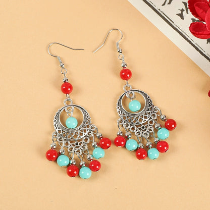 Retro Ethnic Style Earrings, Long Tassel Bohemian Eardrops