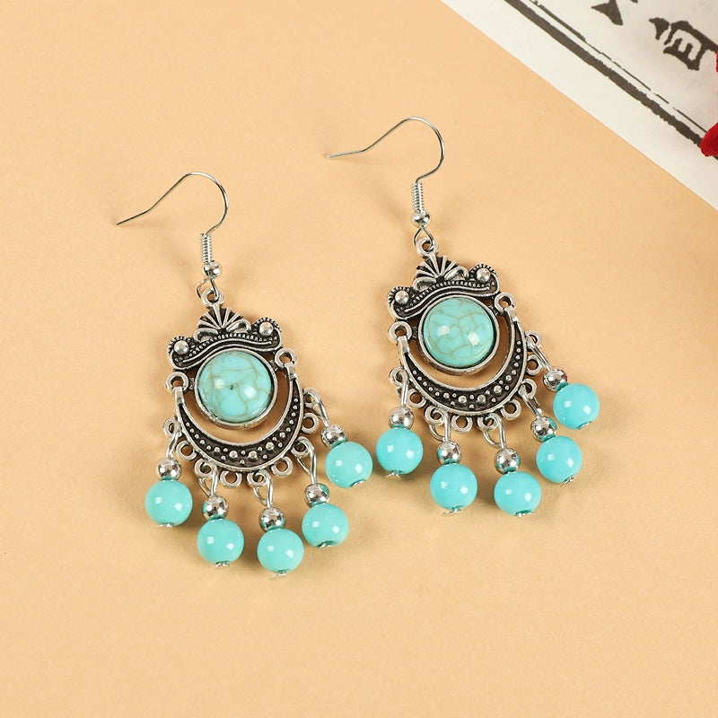 Retro Ethnic Style Earrings, Long Tassel Bohemian Eardrops