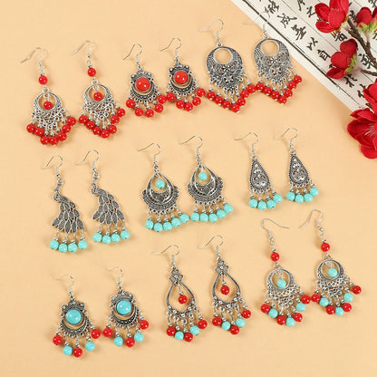 Retro Ethnic Style Earrings, Long Tassel Bohemian Eardrops