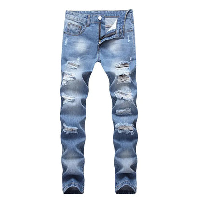 Blue Washed Men's Ripped Jeans