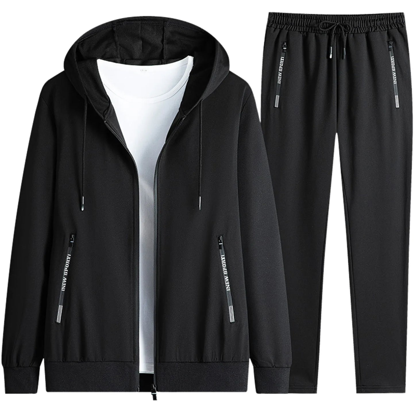 Plus Size Men Sportswear 2 Pieces Sweatshirt + Sweatpants Tracksuit