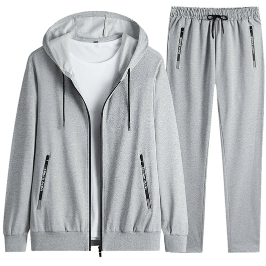 Plus Size Men Sportswear 2 Pieces Sweatshirt + Sweatpants Tracksuit