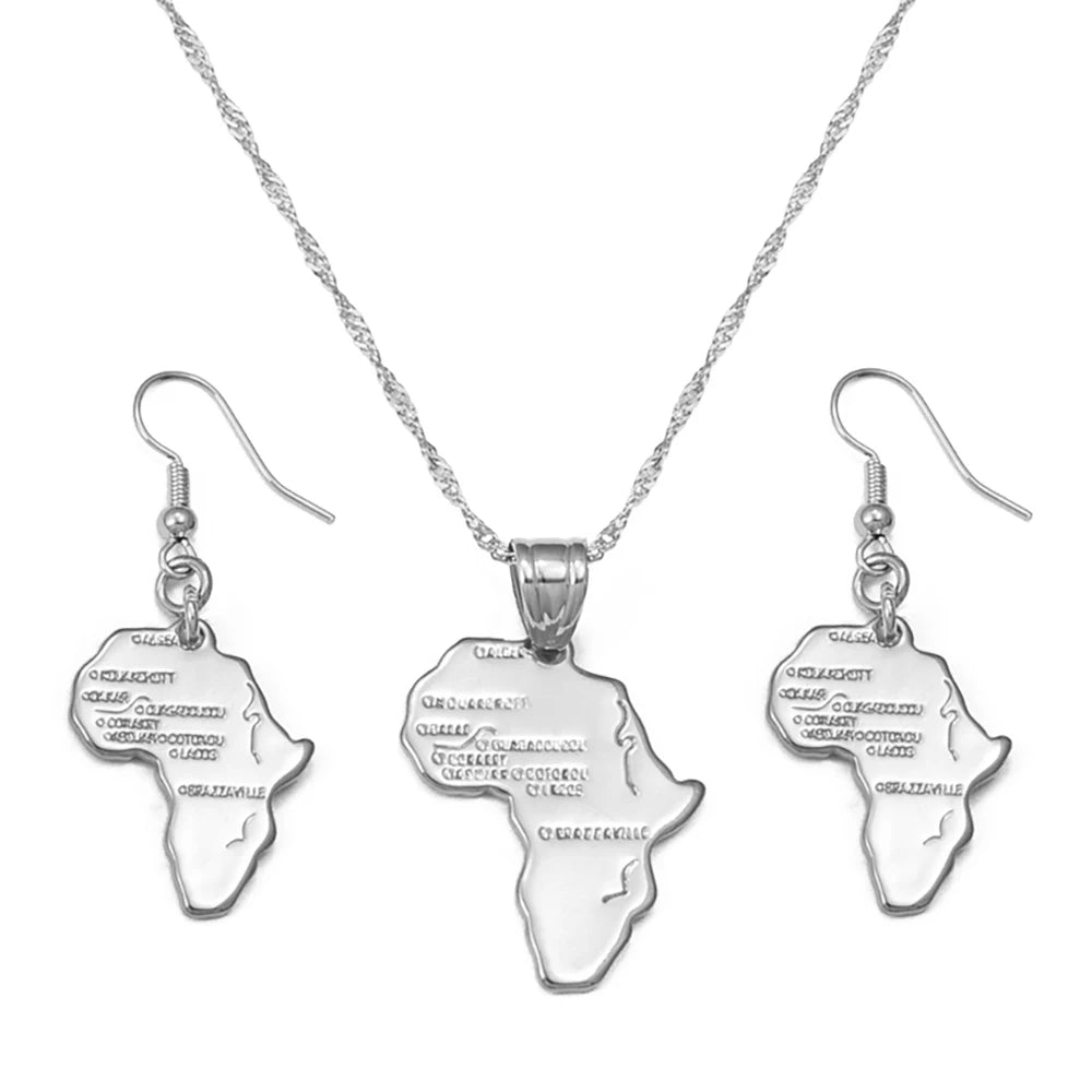 Africa Map Jewelry Set