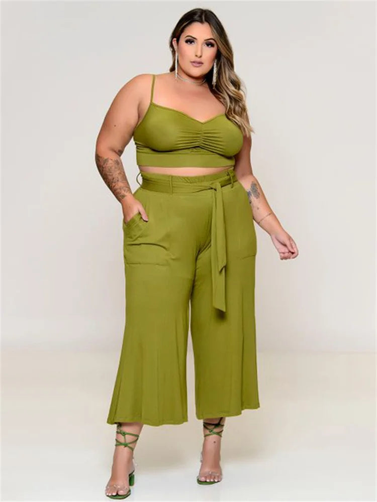 Plus Size 3 Piece Set Bra Top Pants Sets