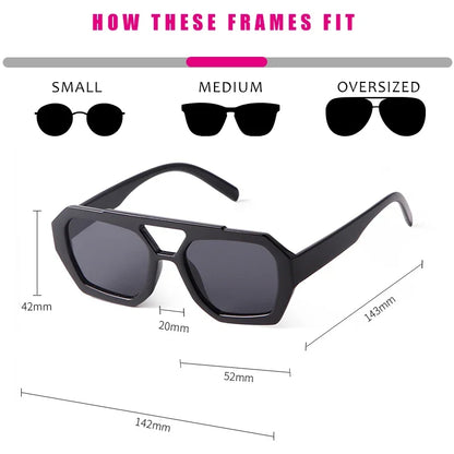 Oversized Shades Eyewear Double Bridge Rectangle Men Sunglasses