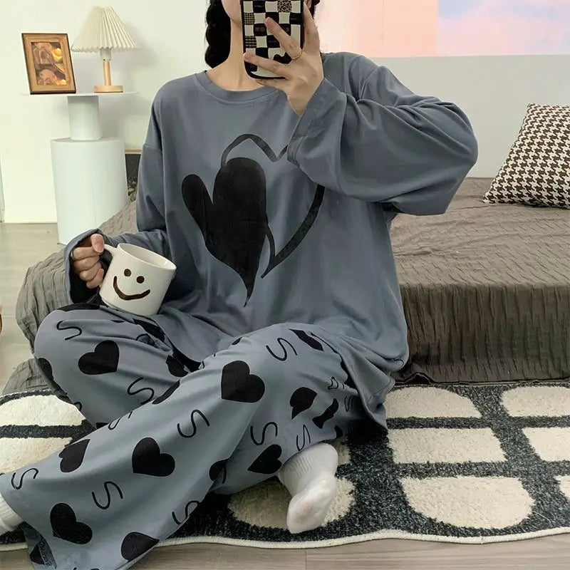 Plus Size Heart Print Pajamas