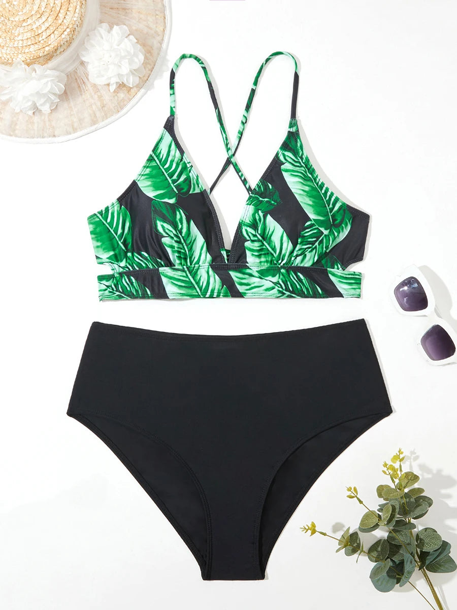 Plus Size 2 Piece High Waist Swimsuit