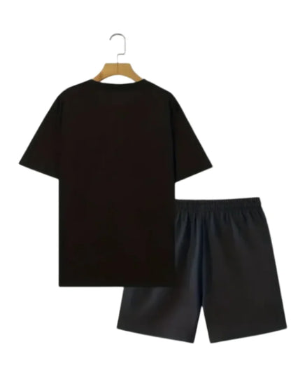 Plus Size Men Short Sleeve Shorts 2-Piece Set