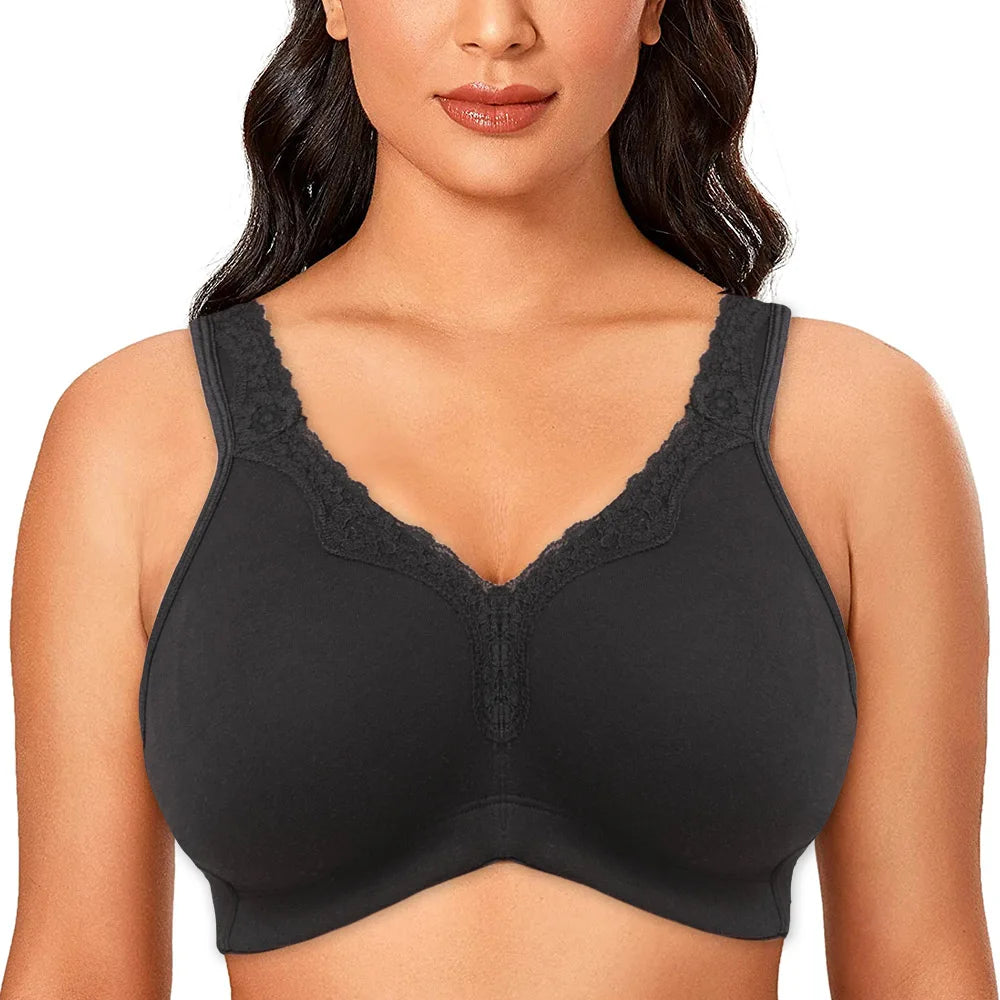 Plus Size Wire free Cotton Bra Women Soft Cup