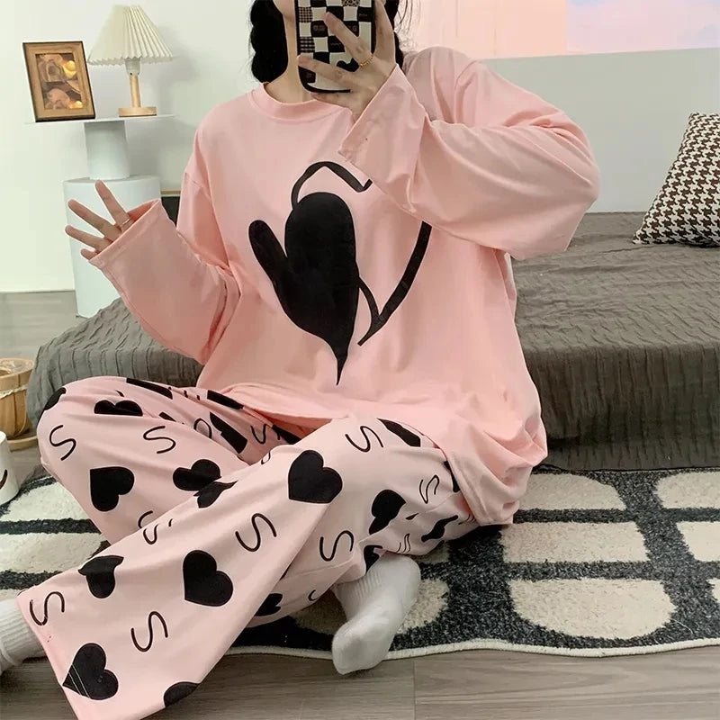 Plus Size Heart Print Pajamas