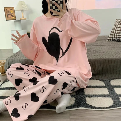 Plus Size Heart Print Pajamas