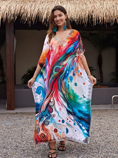 Oversize Sexy V-neck Bohemian Long Moo Moo