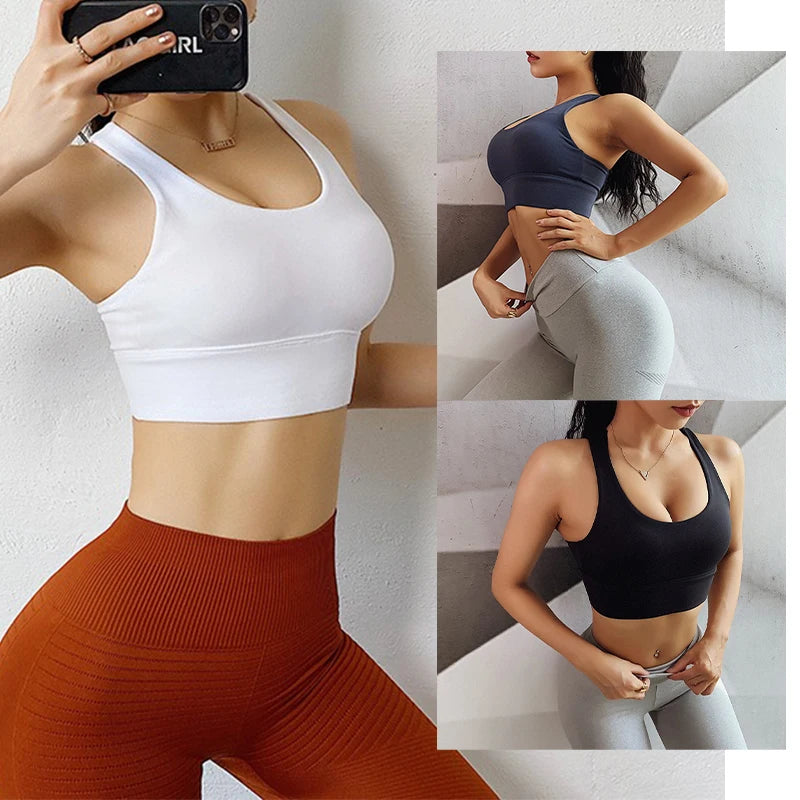 Athletic Bras with Removable Pads Widen Hem