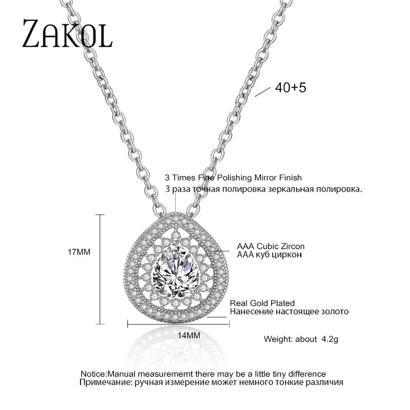 Sparkling Zirconia Teardrop Necklace