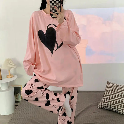 Plus Size Heart Print Pajamas