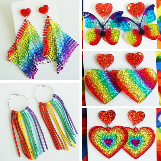 Rainbow Pride LGBT Love Acrylic Colorful Earrings