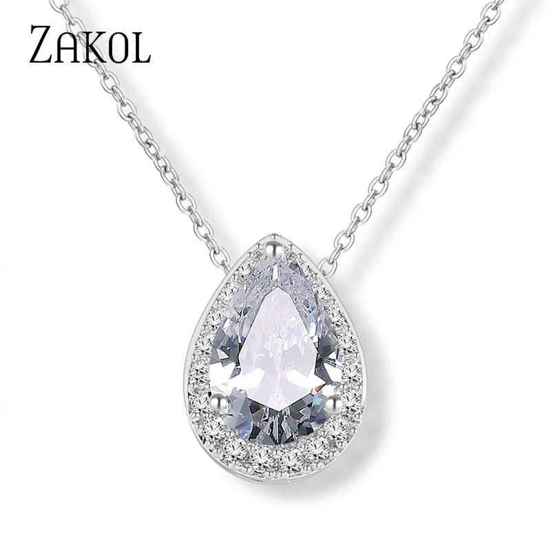 Sparkling Zirconia Teardrop Necklace