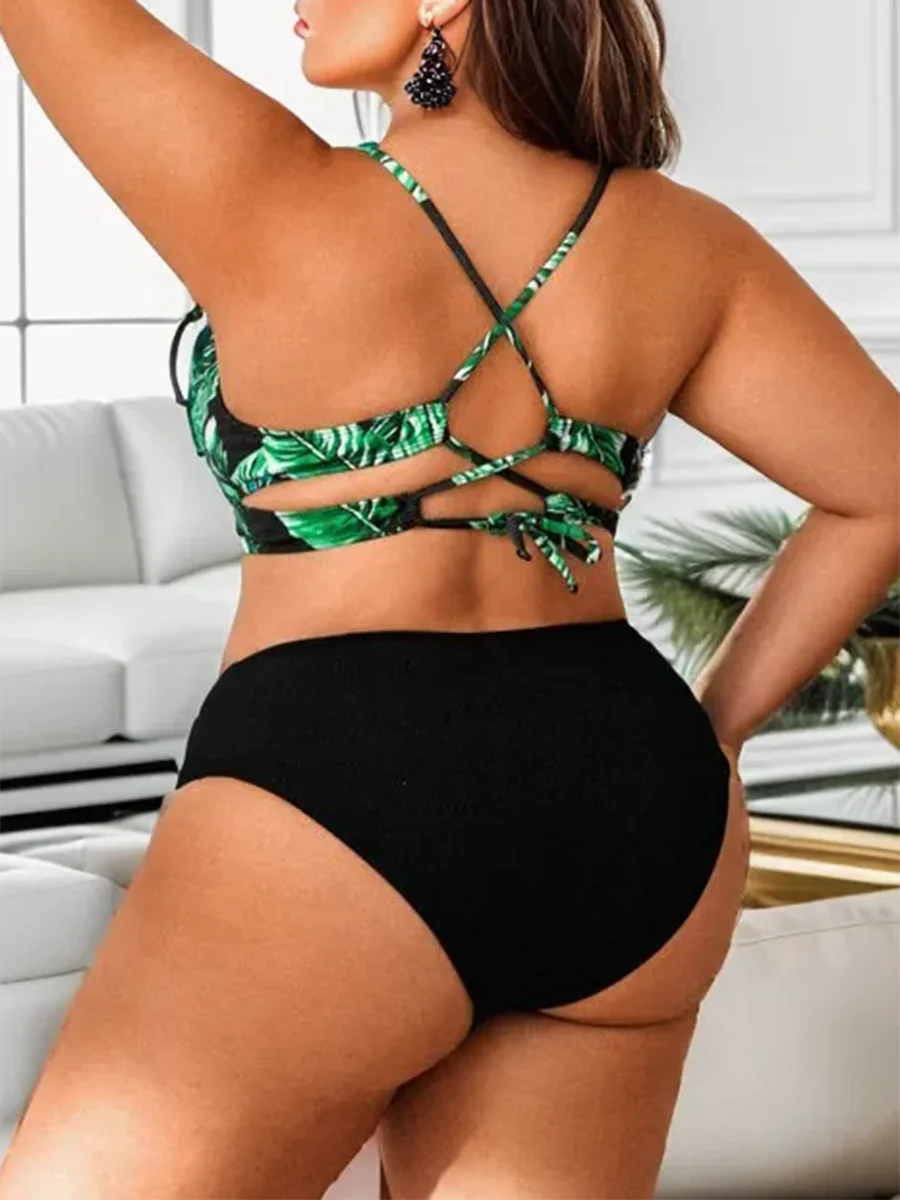 Plus Size 2 Piece High Waist Swimsuit