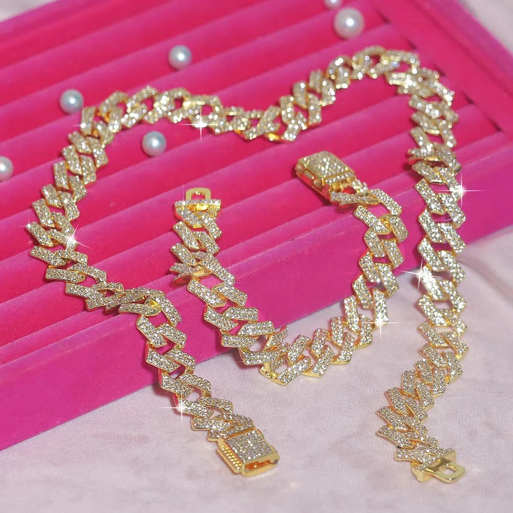 Iced Out Exquisite 16mm Wide Necklace Fashion Bracelet