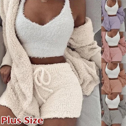 Fluffy Pajamas 3 Piece Set