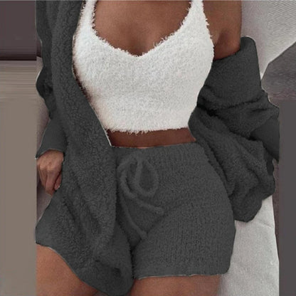 Fluffy Pajamas 3 Piece Set