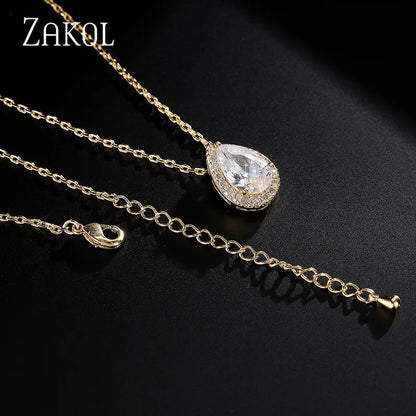 Sparkling Zirconia Teardrop Necklace